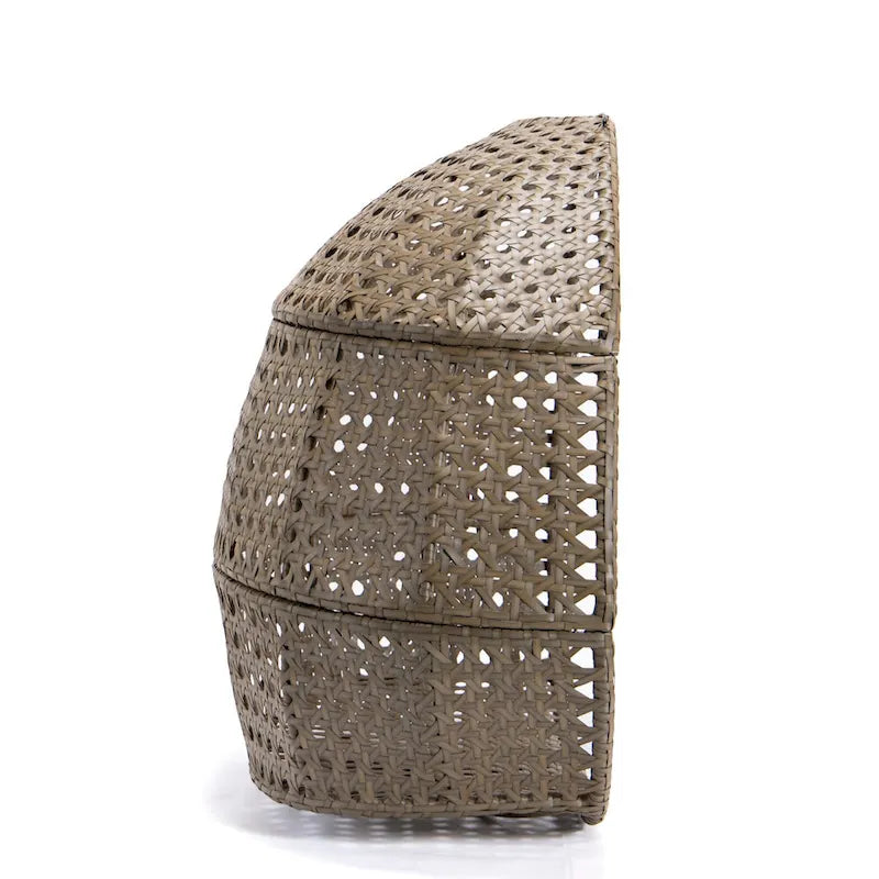 Charcoal Wicker Hanging Double-Seat Swing Chair with Stand with Cushion