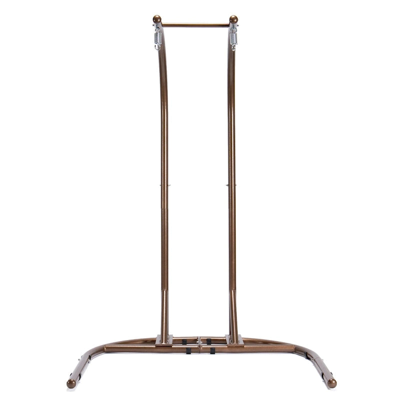 Charcoal Wicker Hanging Double-Seat Swing Chair with Stand with Cushion