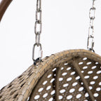 Charcoal Wicker Hanging Double-Seat Swing Chair with Stand with Cushion