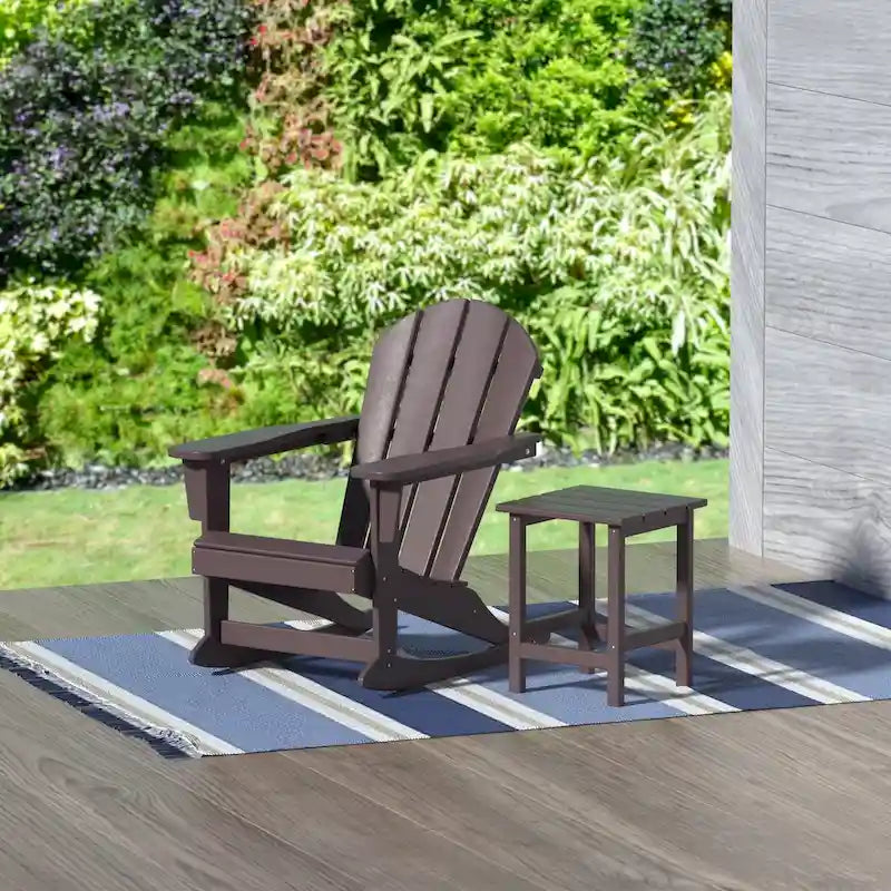 Polytrends Laguna Hdpe All Weather Outdoor Patio Rocking Chair With Side Table (2-Piece Set)