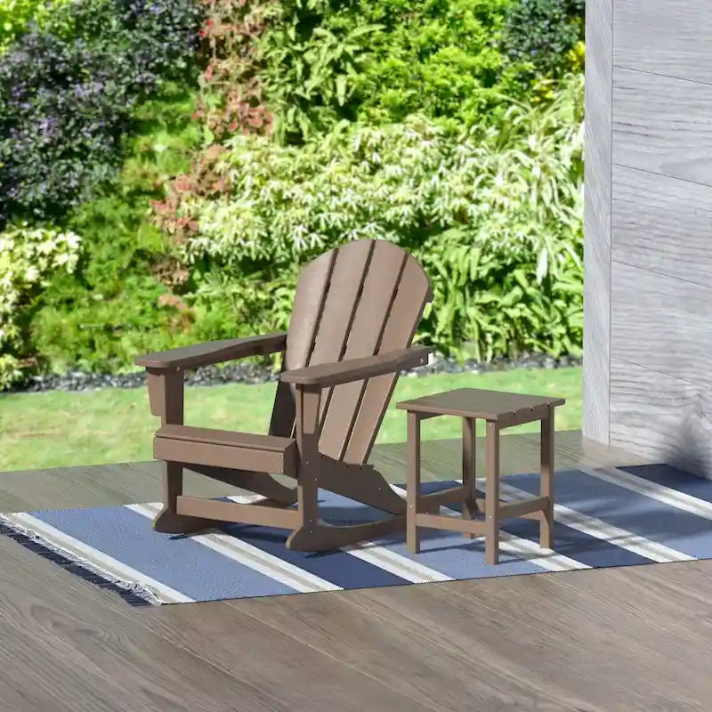 Polytrends Laguna Hdpe All Weather Outdoor Patio Rocking Chair With Side Table (2-Piece Set)
