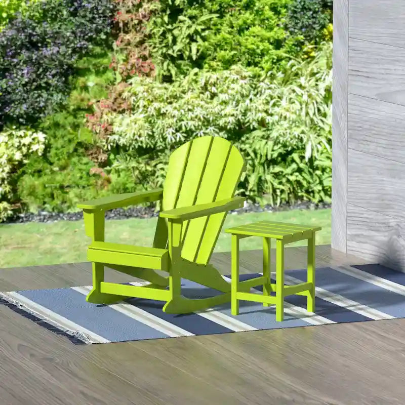 Polytrends Laguna Hdpe All Weather Outdoor Patio Rocking Chair With Side Table (2-Piece Set)