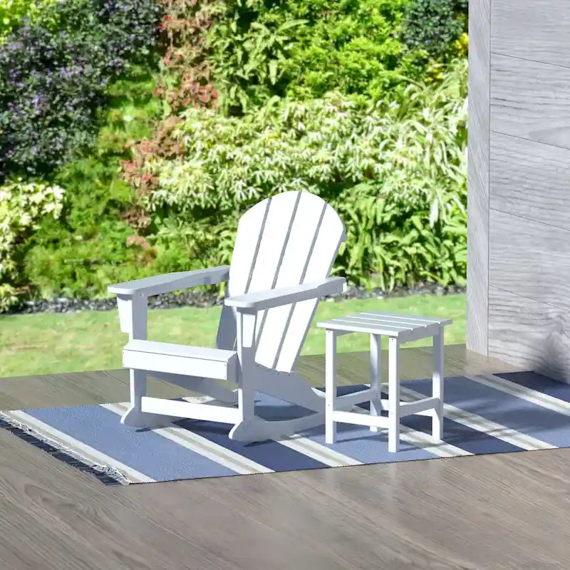 Polytrends Laguna Hdpe All Weather Outdoor Patio Rocking Chair With Side Table (2-Piece Set)