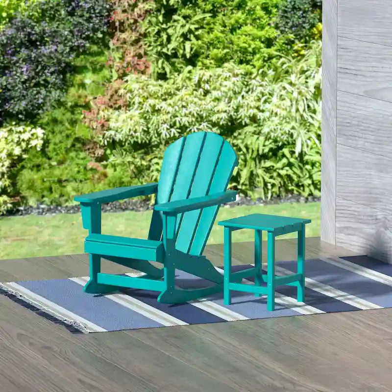 Polytrends Laguna Hdpe All Weather Outdoor Patio Rocking Chair With Side Table (2-Piece Set)
