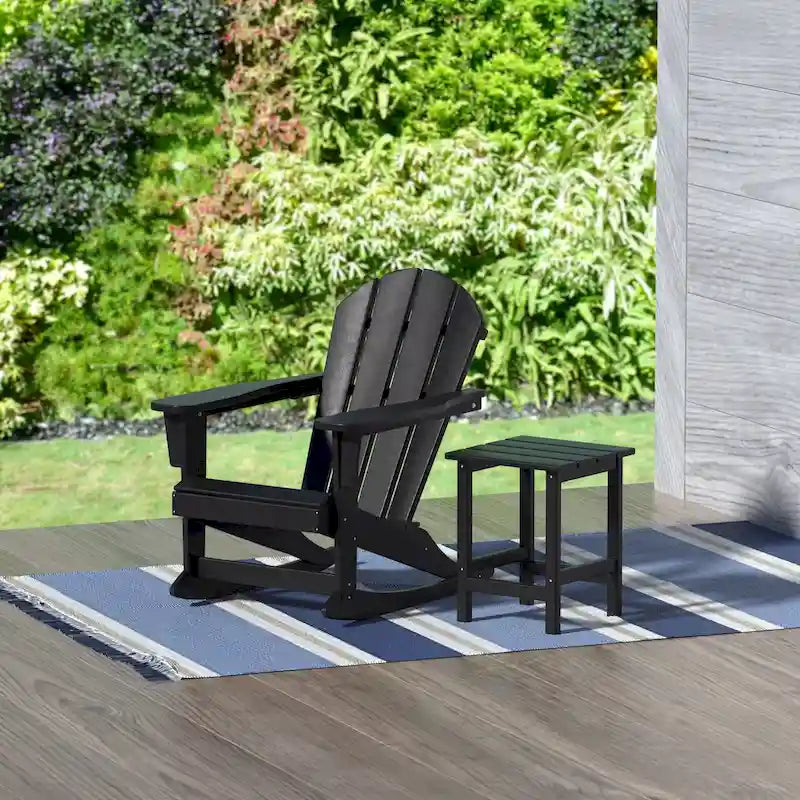 Polytrends Laguna Hdpe All Weather Outdoor Patio Rocking Chair With Side Table (2-Piece Set)