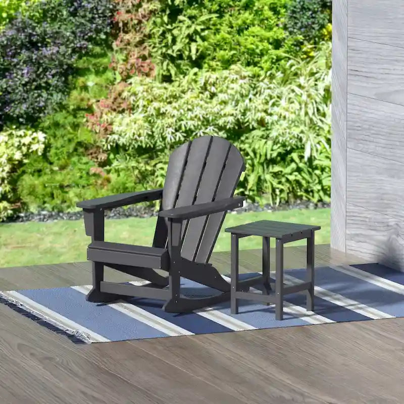 Polytrends Laguna Hdpe All Weather Outdoor Patio Rocking Chair With Side Table (2-Piece Set)