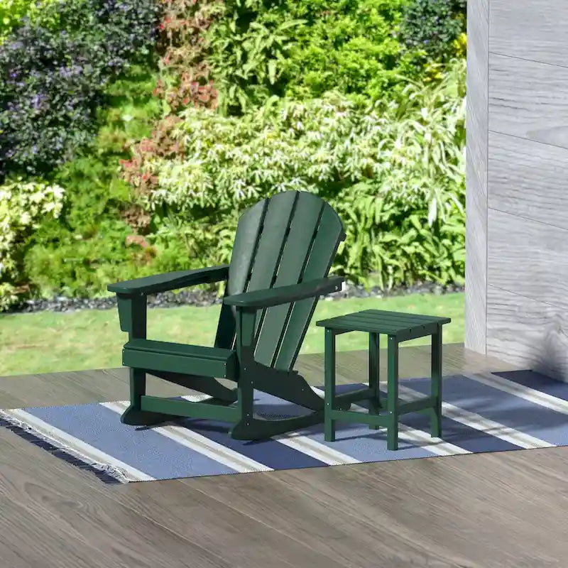 Polytrends Laguna Hdpe All Weather Outdoor Patio Rocking Chair With Side Table (2-Piece Set)