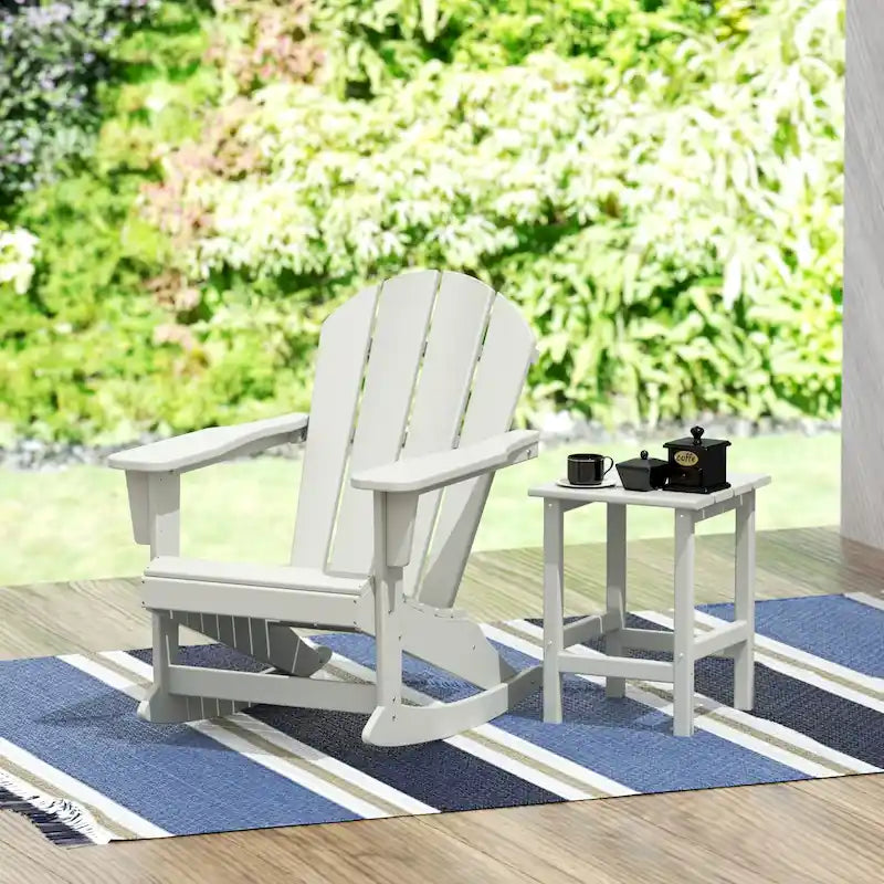 Polytrends Laguna Hdpe All Weather Outdoor Patio Rocking Chair With Side Table (2-Piece Set)