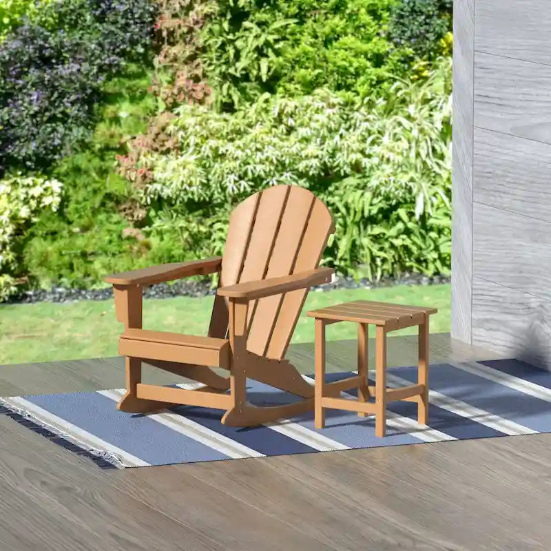 Polytrends Laguna Hdpe All Weather Outdoor Patio Rocking Chair With Side Table (2-Piece Set)