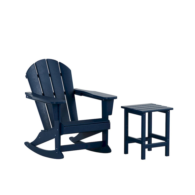 Polytrends Laguna Hdpe All Weather Outdoor Patio Rocking Chair With Side Table (2-Piece Set)