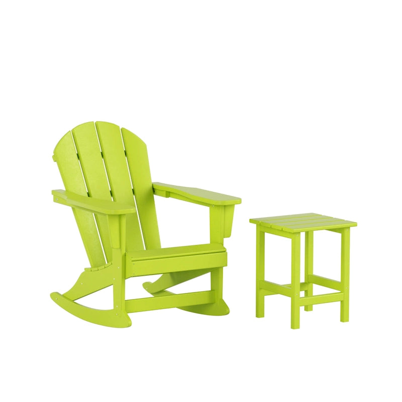 Polytrends Laguna Hdpe All Weather Outdoor Patio Rocking Chair With Side Table (2-Piece Set)