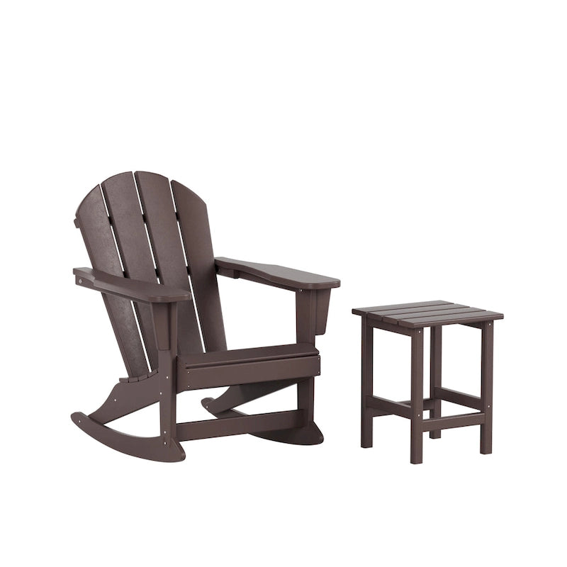 Polytrends Laguna Hdpe All Weather Outdoor Patio Rocking Chair With Side Table (2-Piece Set)