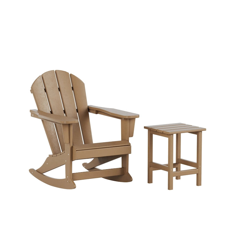 Polytrends Laguna Hdpe All Weather Outdoor Patio Rocking Chair With Side Table (2-Piece Set)