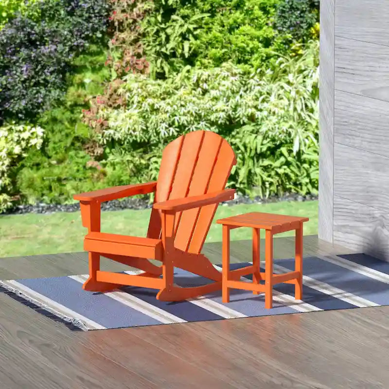 Polytrends Laguna Hdpe All Weather Outdoor Patio Rocking Chair With Side Table (2-Piece Set)