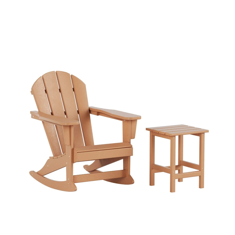 Polytrends Laguna Hdpe All Weather Outdoor Patio Rocking Chair With Side Table (2-Piece Set)