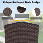 Patio Rattan Wicker Fixed Armrest Dining Chair with Cushion，Set of 2/4/6