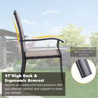 Patio Rattan Wicker Fixed Armrest Dining Chair with Cushion，Set of 2/4/6