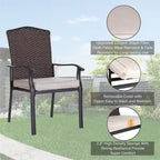 Patio Rattan Wicker Fixed Armrest Dining Chair with Cushion，Set of 2/4/6
