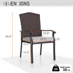Patio Rattan Wicker Fixed Armrest Dining Chair with Cushion，Set of 2/4/6