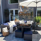 10-Piece Outdoor Patio Conversation Sectional Sofa Set with Table, Stools and Ottoman