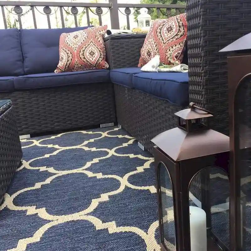 10-Piece Outdoor Patio Conversation Sectional Sofa Set with Table, Stools and Ottoman