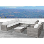 Wicker/Rattan 11 piece sectional Seating Group with Sunbrella Cushions