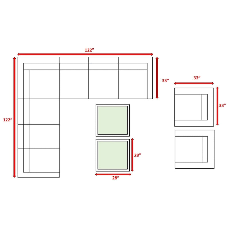 Wicker/Rattan 11 piece sectional Seating Group with Sunbrella Cushions