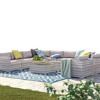 Wicker/Rattan 11 piece sectional Seating Group with Sunbrella Cushions