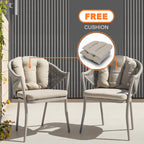 Outdoor 2-Piece Woven Rope Conversation Chair Set with Cushions