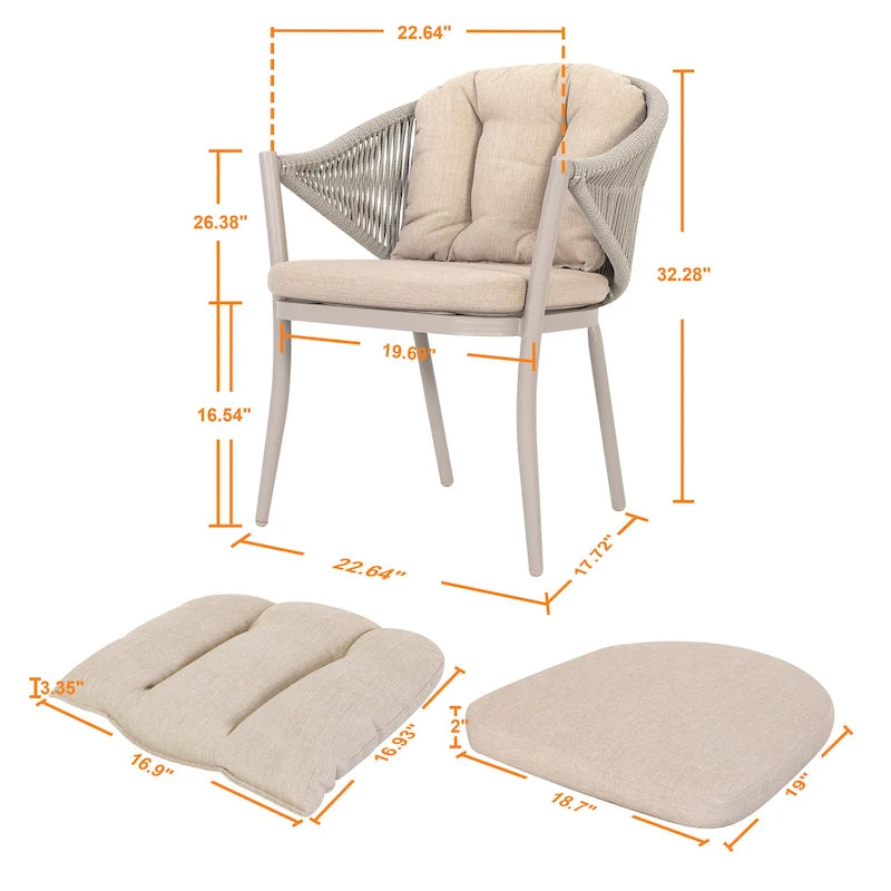 Outdoor 2-Piece Woven Rope Conversation Chair Set with Cushions