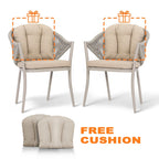 Outdoor 2-Piece Woven Rope Conversation Chair Set with Cushions