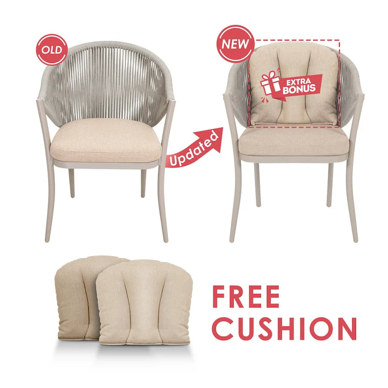 Outdoor 2-Piece Woven Rope Conversation Chair Set with Cushions