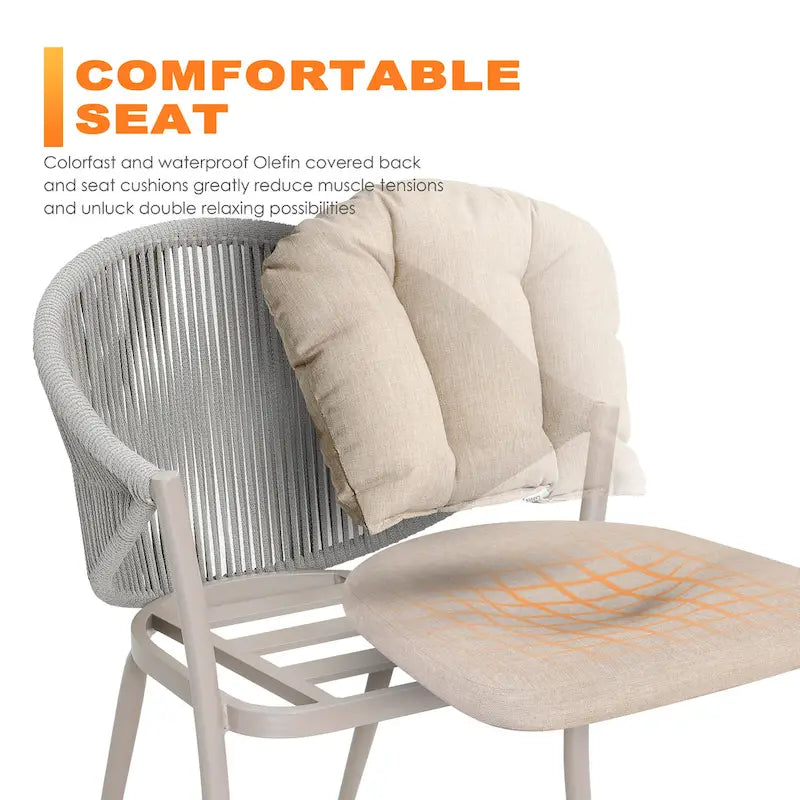 Outdoor 2-Piece Woven Rope Conversation Chair Set with Cushions