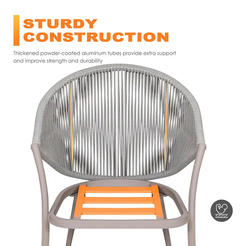Outdoor 2-Piece Woven Rope Conversation Chair Set with Cushions