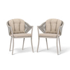 Outdoor 2-Piece Woven Rope Conversation Chair Set with Cushions