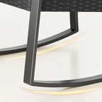 3 Pieces Wicker Patio Set with Cushion Outdoor Chair Set with Glass Table Rattan Chair Modern Bistro Set