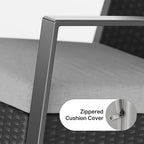 3 Pieces Wicker Patio Set with Cushion Outdoor Chair Set with Glass Table Rattan Chair Modern Bistro Set