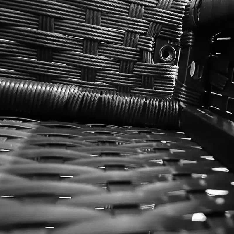 3 Pieces Wicker Patio Set with Cushion Outdoor Chair Set with Glass Table Rattan Chair Modern Bistro Set