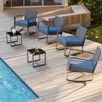 3 Pieces Wicker Patio Set with Cushion Outdoor Chair Set with Glass Table Rattan Chair Modern Bistro Set