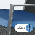 3 Pieces Wicker Patio Set with Cushion Outdoor Chair Set with Glass Table Rattan Chair Modern Bistro Set