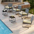 3 Pieces Wicker Patio Set with Cushion Outdoor Chair Set with Glass Table Rattan Chair Modern Bistro Set
