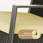 3 Pieces Wicker Patio Set with Cushion Outdoor Chair Set with Glass Table Rattan Chair Modern Bistro Set