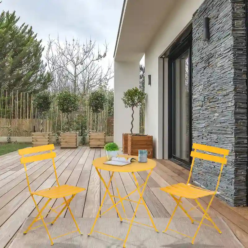 3 Piece Outdoor Premium Steel Patio Bistro Set