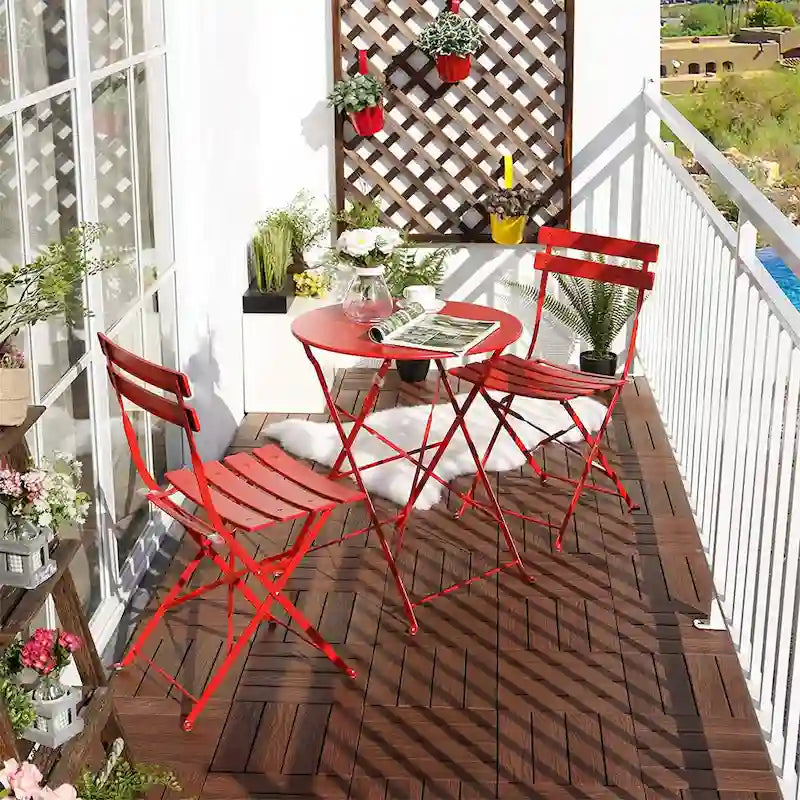 3 Piece Outdoor Premium Steel Patio Bistro Set