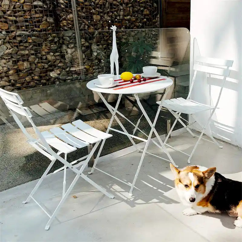 3 Piece Outdoor Premium Steel Patio Bistro Set