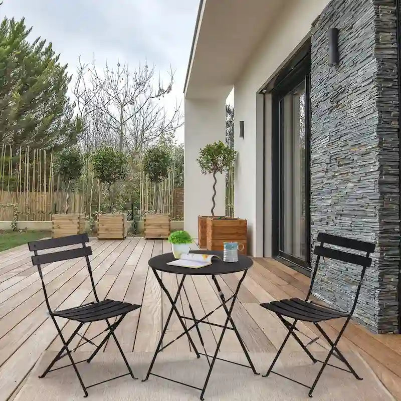 3 Piece Outdoor Premium Steel Patio Bistro Set