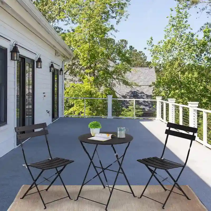 3 Piece Outdoor Premium Steel Patio Bistro Set