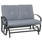 Outsunny Outdoor 2-Person Glider Rocking Chair with Cushions and Armrest for Backyard Garden