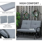 Outsunny Outdoor 2-Person Glider Rocking Chair with Cushions and Armrest for Backyard Garden