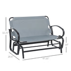 Outsunny Outdoor 2-Person Glider Rocking Chair with Cushions and Armrest for Backyard Garden
